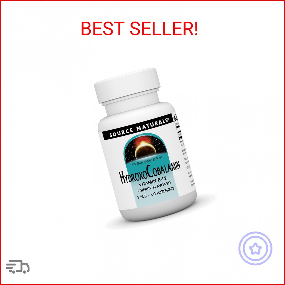 Source Naturals HydroxoCobalamin, Vitamin B-12, 1 mg - 60 Cherry Flavored Lozeng