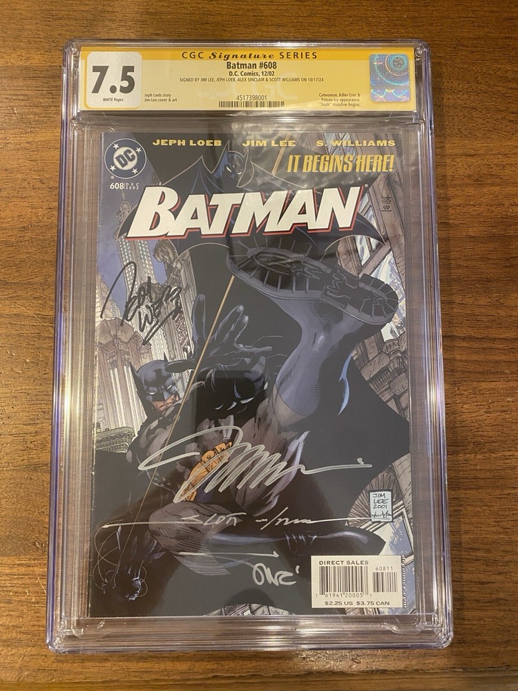 Batman 608 1st Printing Signed By Jim Lee Jeph Loeb Scott Williams Alex Sinclair