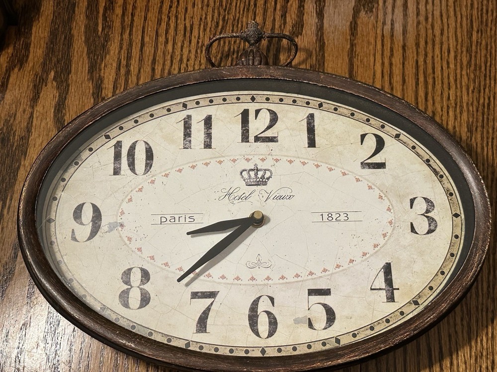 Decorative  Vintage Oval Wall Clock, 11 3/4