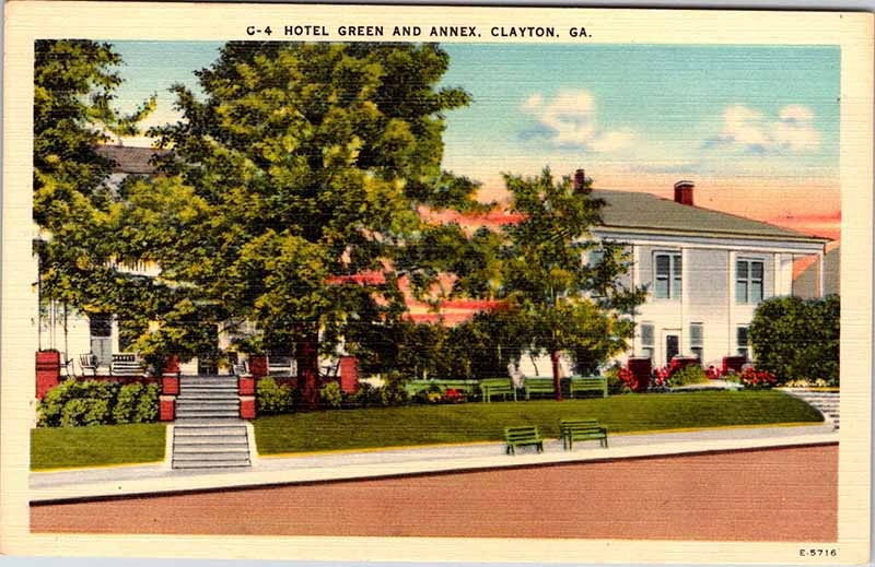 Postcard HOTEL SCENE Clayton Georgia GA m/09 AK5601