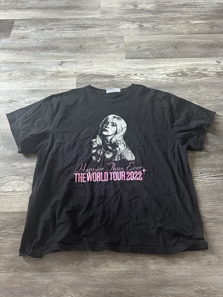 Billie Eilish Happier Than Ever World Tour 2022 T-Shirt Black Concert Sz XL
