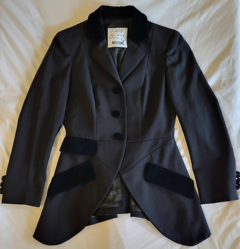 Women's Moschino Cheap and Chic Black Jacket 100% Wool Size 6 Vintage