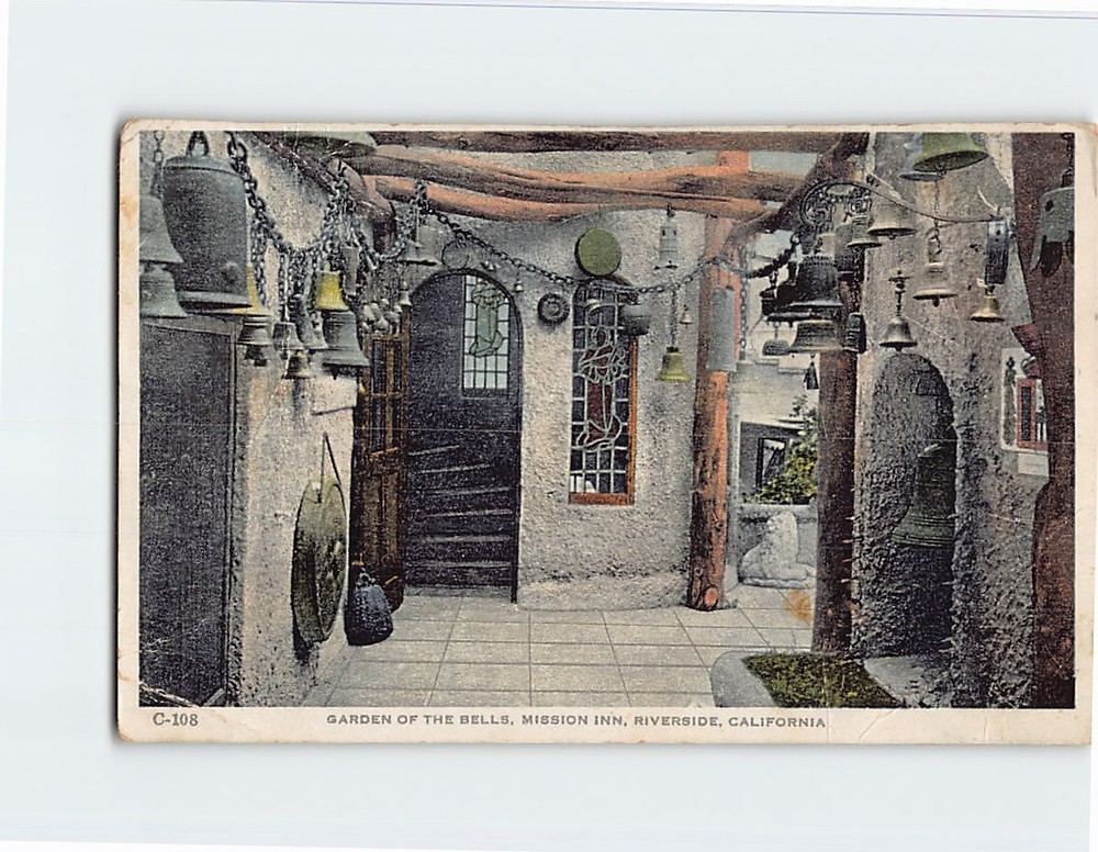 Postcard Garden of the Bells Mission Inn Riverside California USA