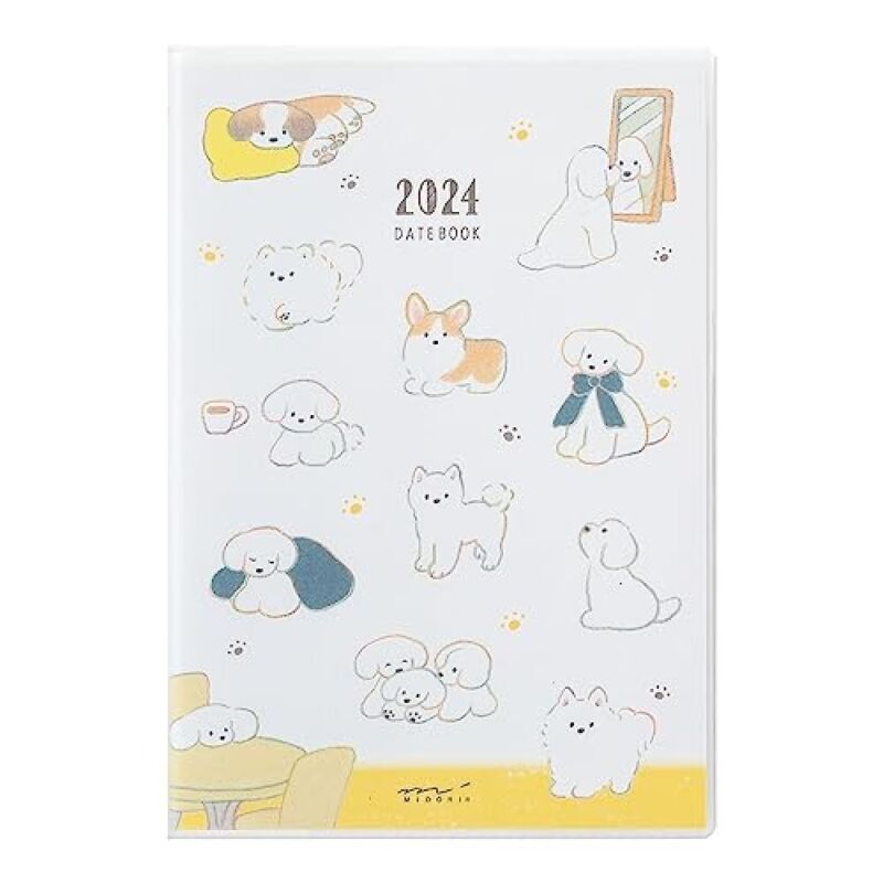 Dog Design 2024 Schedule Planner Diary Monthly Weekly Midori B6 Japanese Book