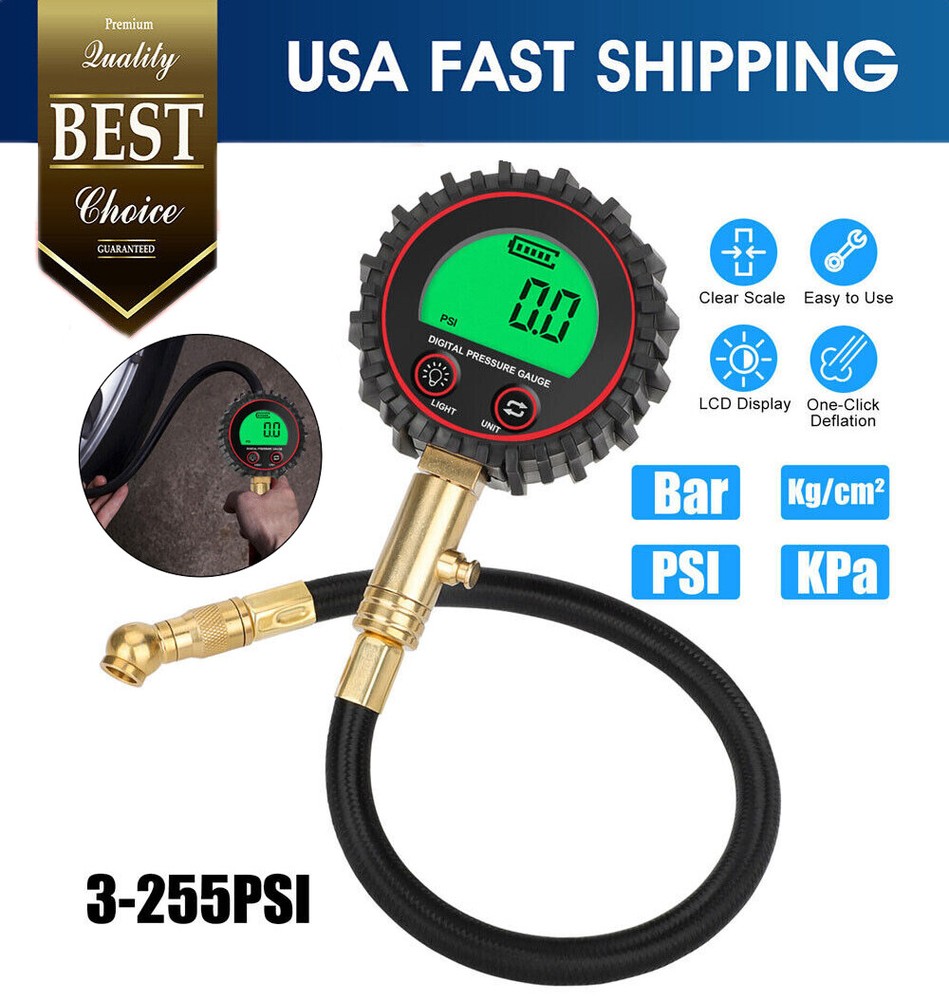 Digital Tire Pressure Gauge 255PSI for Cars Trucks Bikes Accurate Air Meter-image