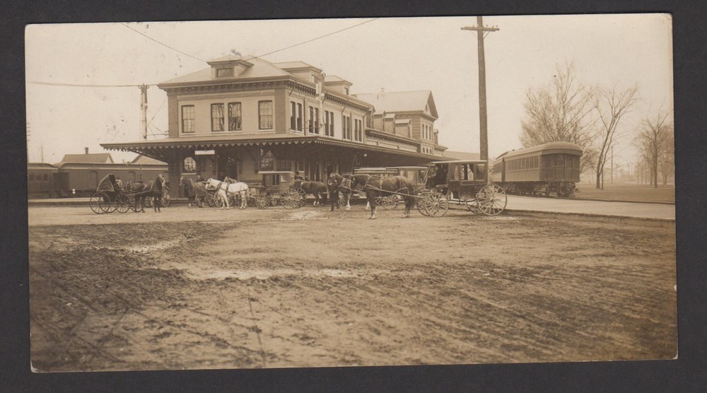 1914 RPPC  M C R R Station  Waterville Maine  Real Photo Postcard