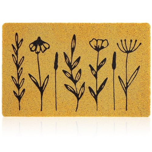Floral Spring Coir Doormat for Front Door 18'' x 30'' Welcome Mat Lavender Non