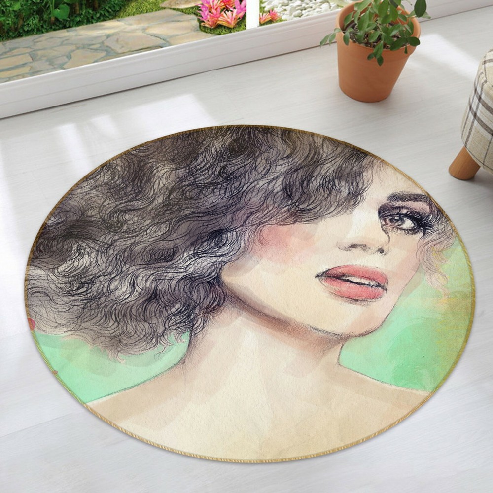 3D Sketch Hair Girl NAO6201 Game Rug Mat Elegant Photo Carpet Mat Fay