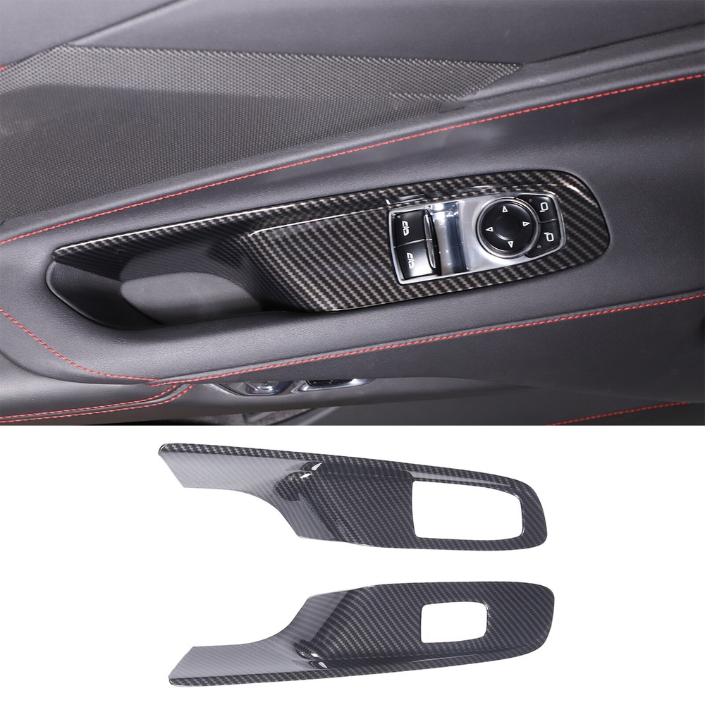 For Corvette C8 Z51 2020-2024 ABS Carbon Car Window Lift Switch Panel Cover Trim