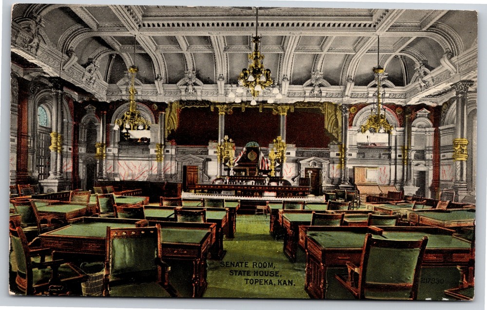 Topeka Kansas~Senate Room In State House~Vintage Postcard
