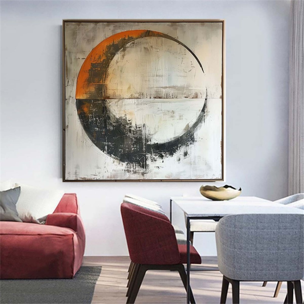 Pintura al óleo abstracta pintada a mano sobre lienzo arte de pared abstracto hogar luna 31 pulgadas