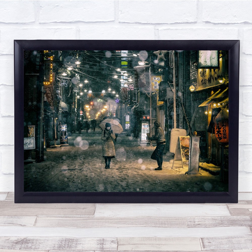 Landscape Shopping Street ally way lights Highstreet people Wall Art Print