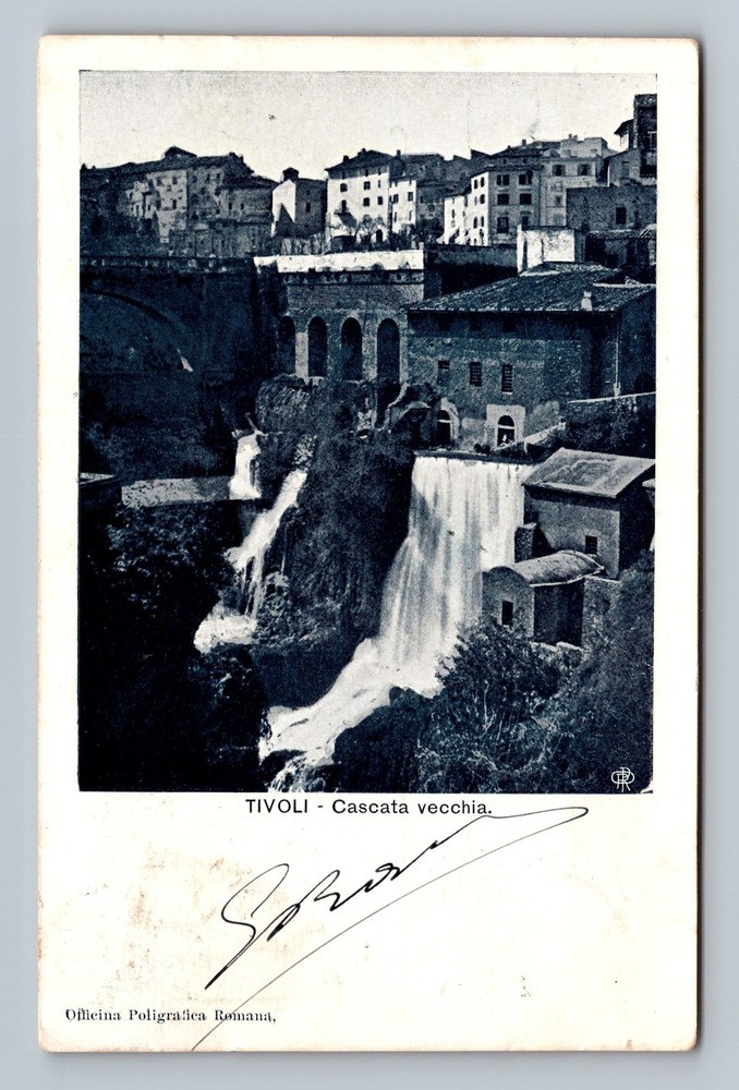Italy- Tivoli Old Waterfall Standard Souvenir Postal Old Card Vintage Postcard