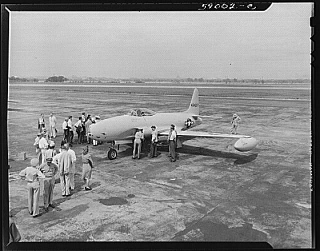 Photo:1940s Jet Aircraft Prototype Airfield Ground Crew Men Engines