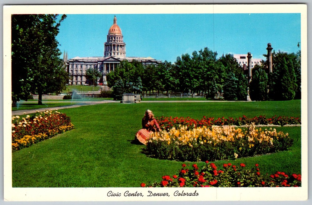 Vtg Postcard Civic Center State Capitol Denver, CO 1950s