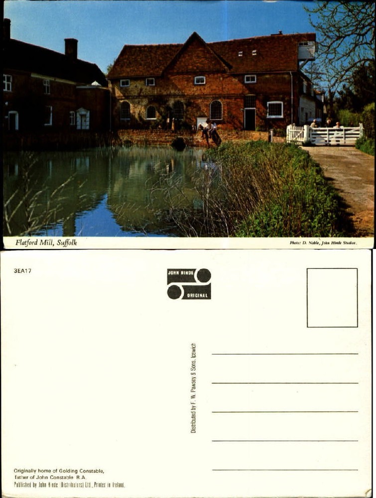 Flatford Mill Suffolk England watermill vintage postcard