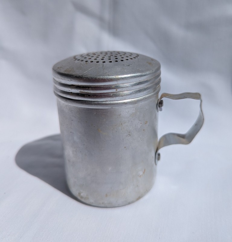 Vtg Aluminum Sugar or Flour Shaker / Dredge with Handle