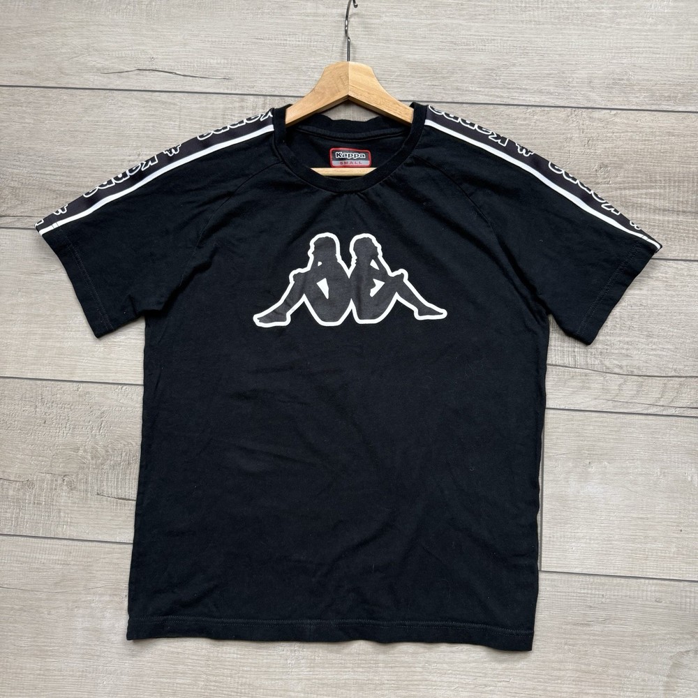 Kappa Logo Graphic T-shirt Men Sz Small Black Short Sleeve Banda 222 Y2K Skater