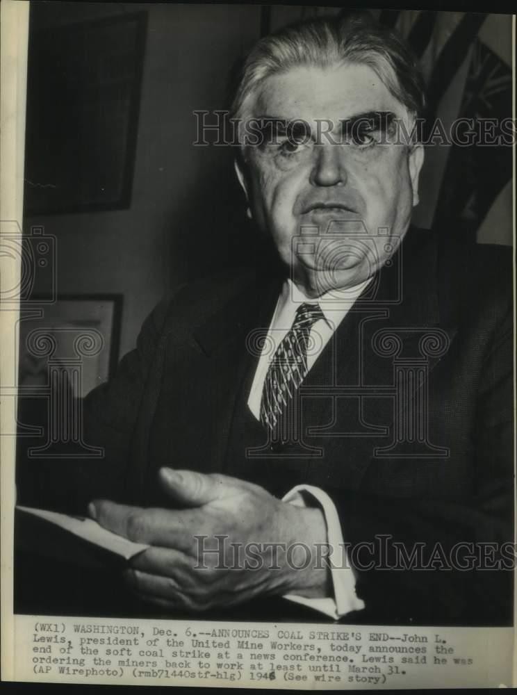 1946 Press Photo John Lewis, United Mine Workers President, Washington, DC