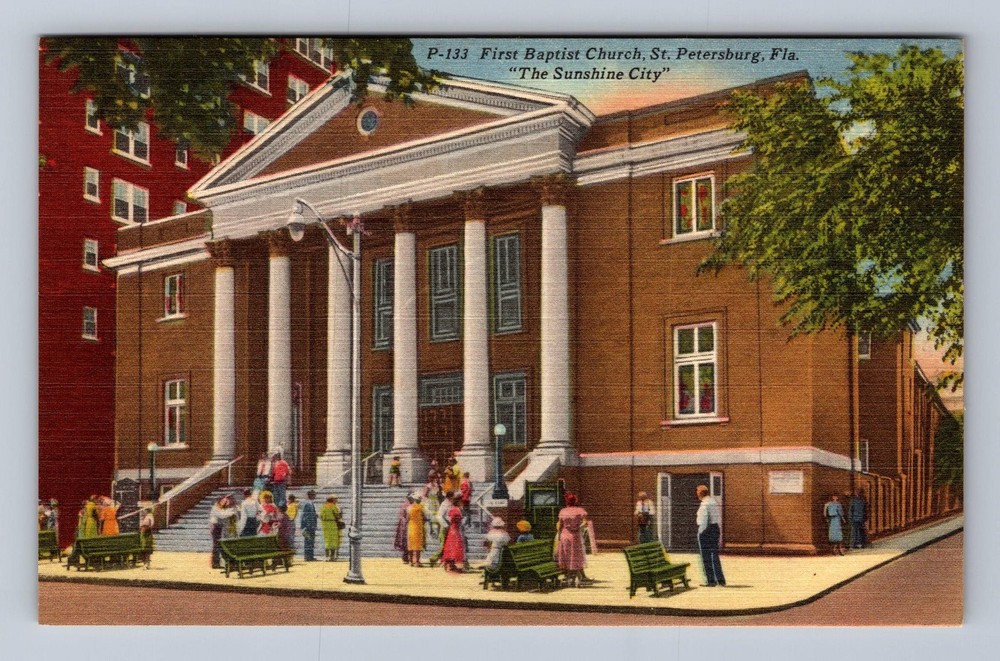 St Petersburg FL-Florida First Baptist Church Vintage Postcard