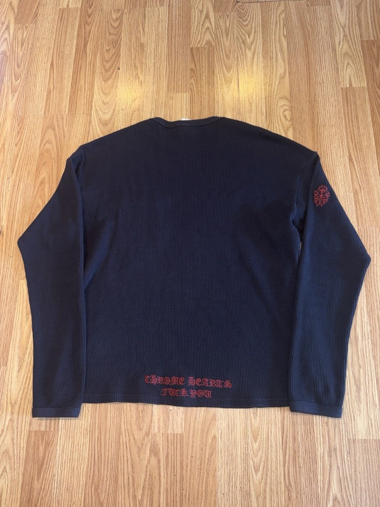 Vintage Chrome Hearts Dagger Waffle Thermal Long Sleeve Large Mens