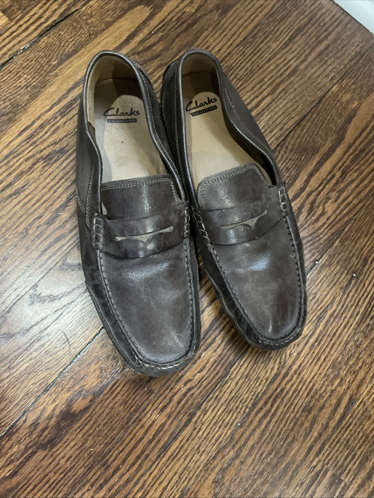Clarks Ashmont Men’s Shoes Sz 10.5 M Penny Loafers Brown Leather Causal Slip On