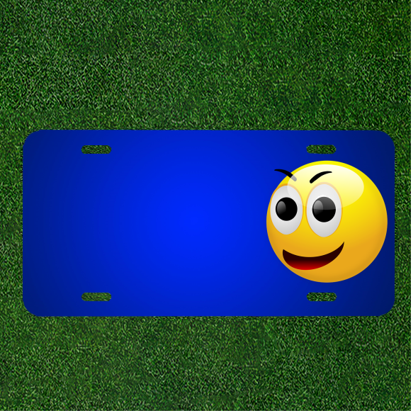 Custom Personalized License Plate with Name & Smiley Emoticon Design