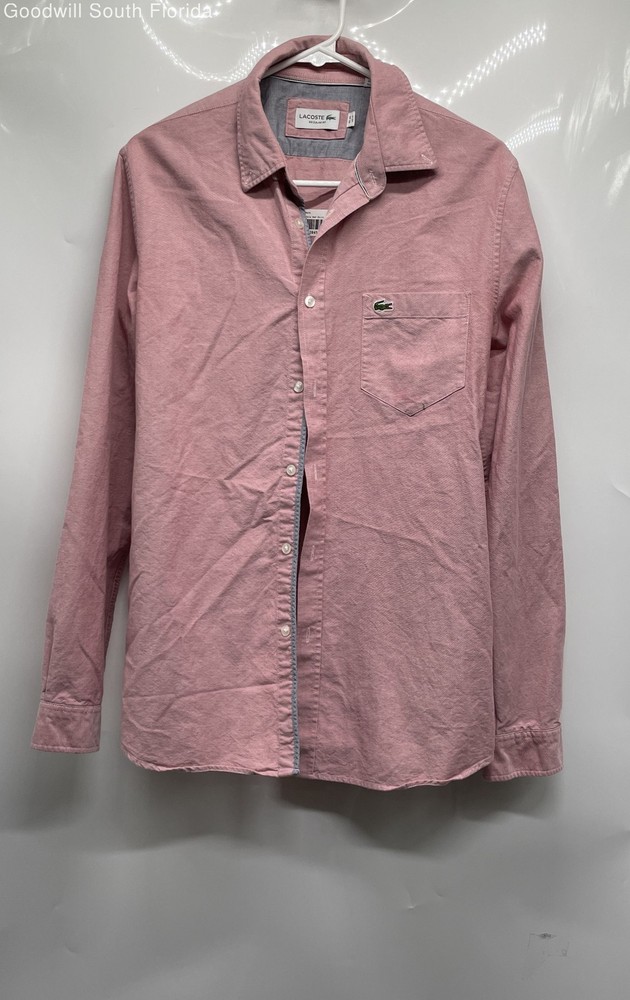 Lacoste Mens Pale Red Long Sleeve Regular Fit Button-Up Shirt Size M