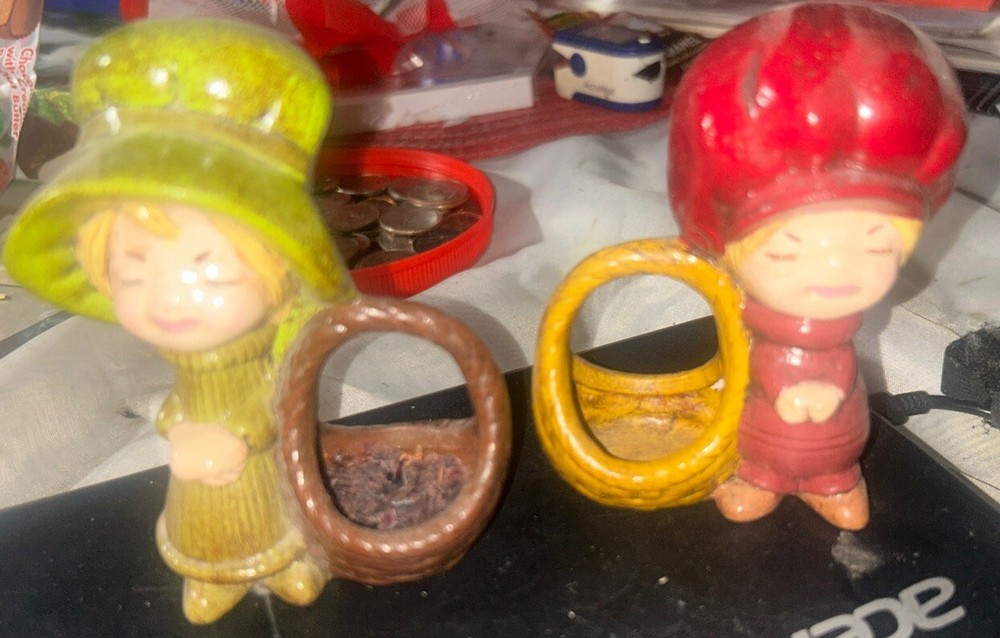 Vintage 1970s Holly Hobbie Ceramic Napkin Holders or Mini Planters