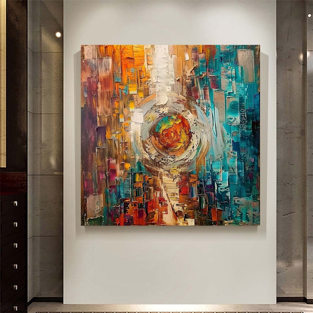 Blue Abstract Oil Painting Thick Textured Hand Painted On Canvas Wall Art Room