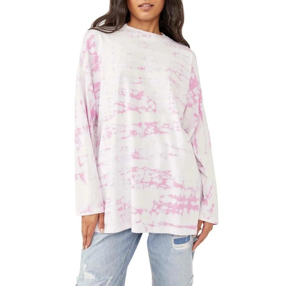 We The Free Women's Free People Pastel Combo Be Free Tie Dye Oversize T-Shirt M