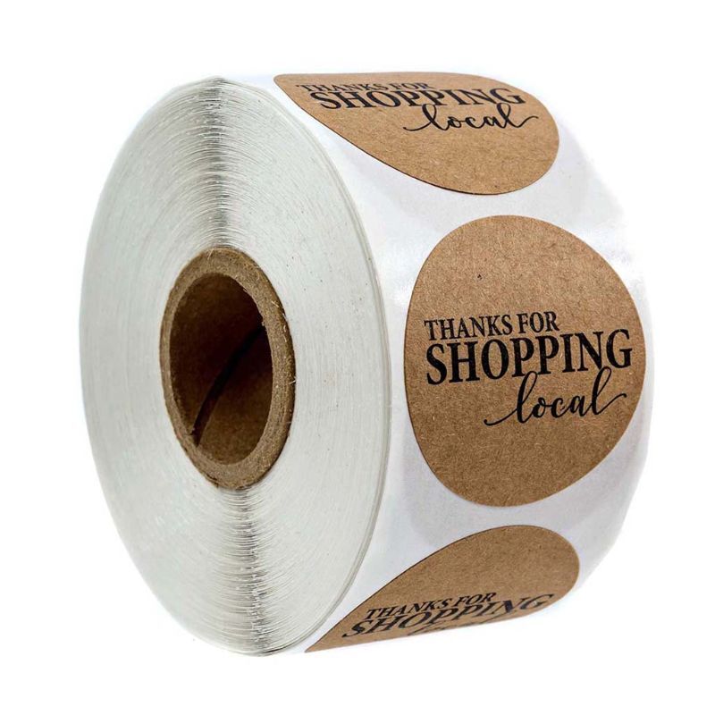 500pcs Kraft Paper Thanks for Shopping Local Stickers Round Seal Label Scrapbook