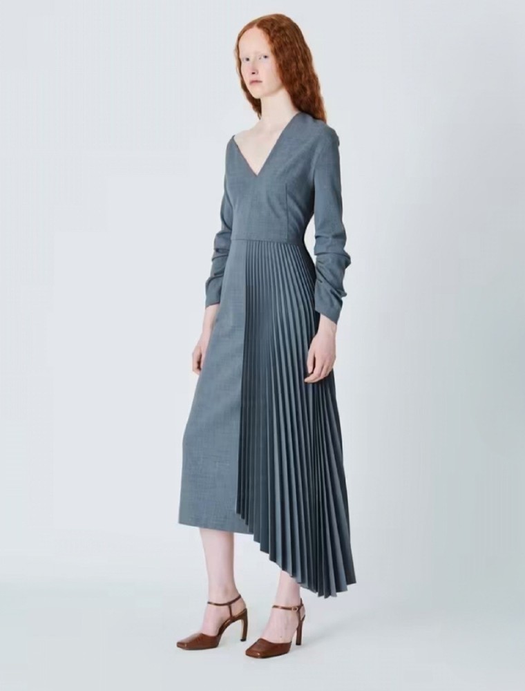 John Lewis x A.W.A.K.E. MODE Asymmetric Pleat Dress - Grey - Size 10. RRP £249.