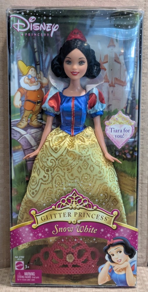 2005 Mattel Disney Princess Glitter Princess Snow White w Tiara #J0146 NIB