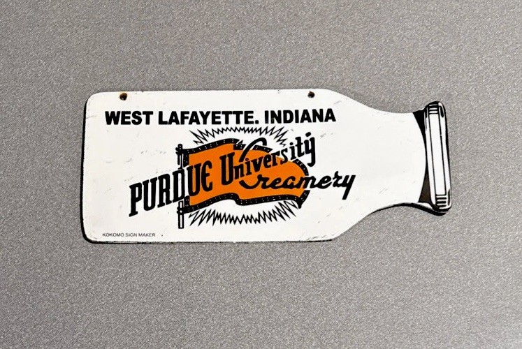 Vintage 12” Purdue University Milk Porcelain Sign Car Oil Gas Truck Motorcycle