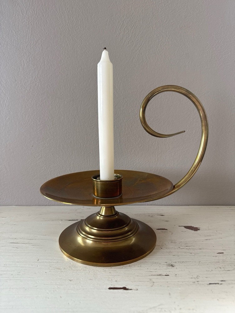 Large Vintage 1960’s Baldwin Brass Chamberstick Candle Holder