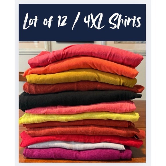 Lot of 12 Womens 4XL Shirts Plus XXXXL Neck Short Sleeve Tunic Top T-Shirt