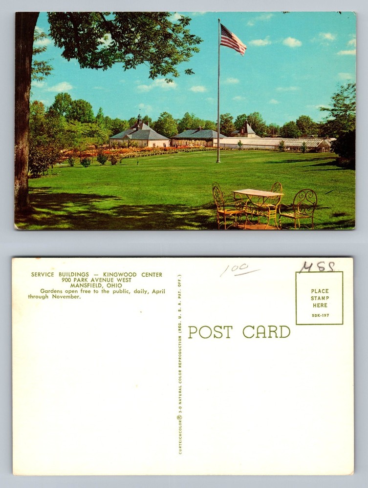 Mansfield, OH-Ohio, Kingwood Center Lawn Garden Scene View Vintage Postcard