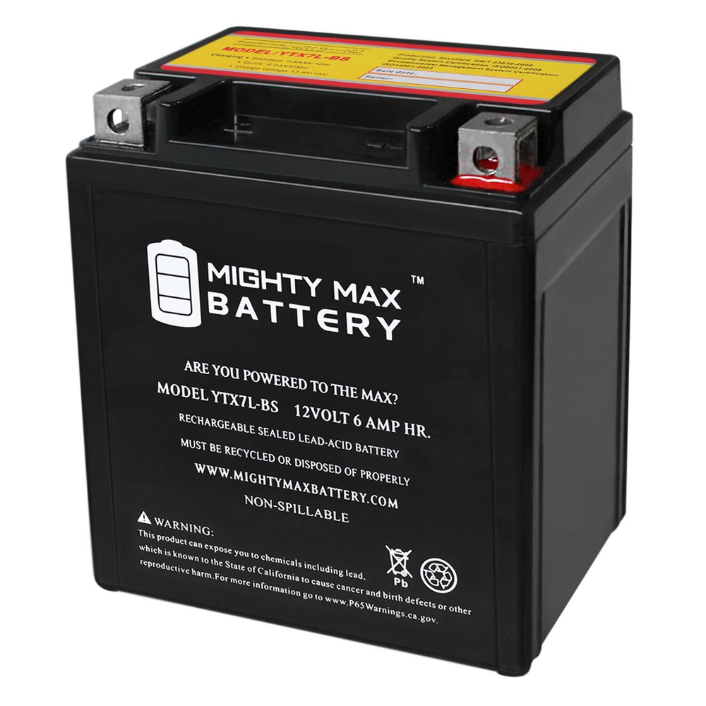 Mighty Max YTX7L-BS 12V 6Ah Battery Replaces Piaggio Vespa Primavera 150 2013