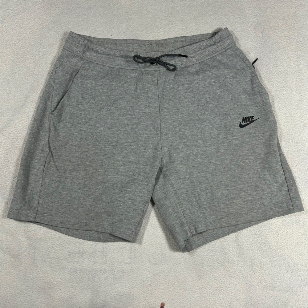 Nike Tech Fleece Shorts Mens Large Gray 928513-063 Drawstring Zip Pocket