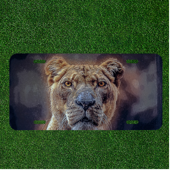 Custom Personalized Auto Tag With Stunning Design Of Tigers Face