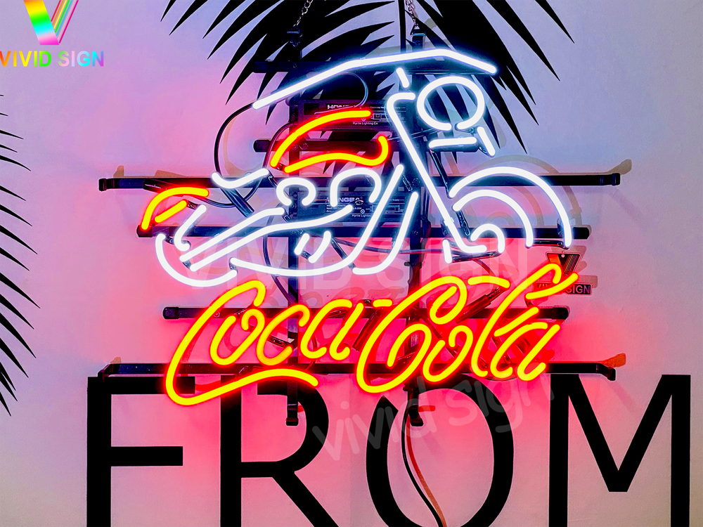 Coca Cola Motorcycle Garage Neon Light Sign 20x16 Bar Decor Lamp
