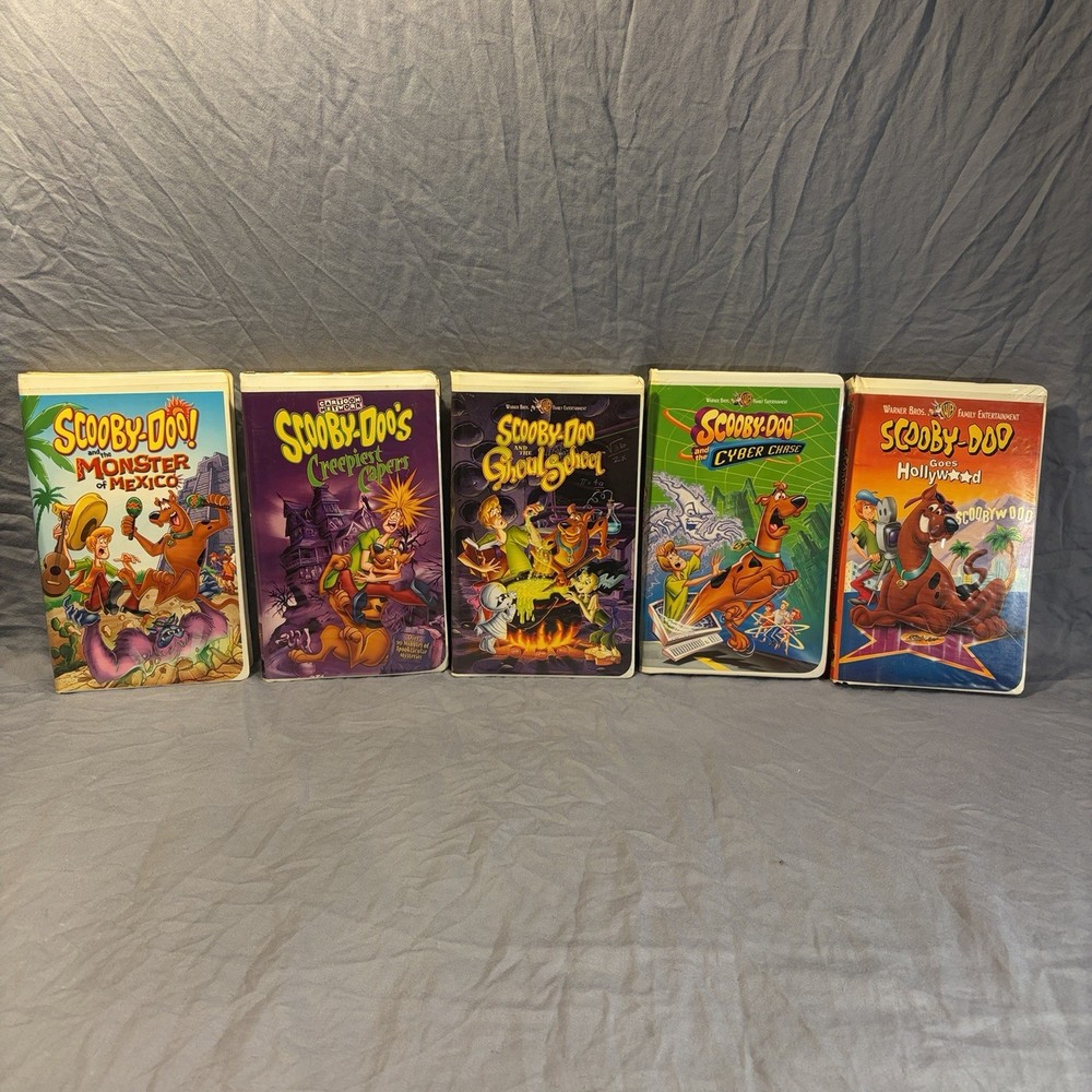 Scooby-Doo VHS Lot 5 Movies Ghoul School Cyber Chase Monster Mexico Clamshell