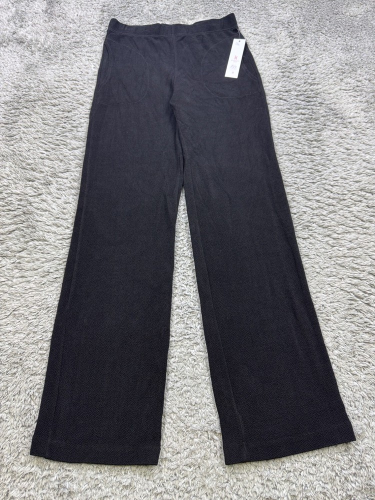 IC Connie K Pants Women Small Black Terry Cloth High Rise Pull On Wide Leg NWT