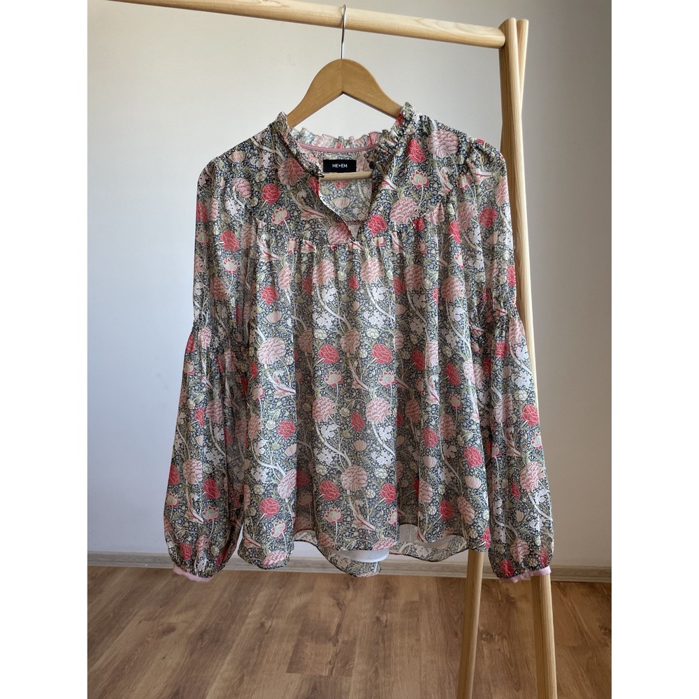 Me+Em Floral Meadow Long Sleeve Blouse Size UK 8