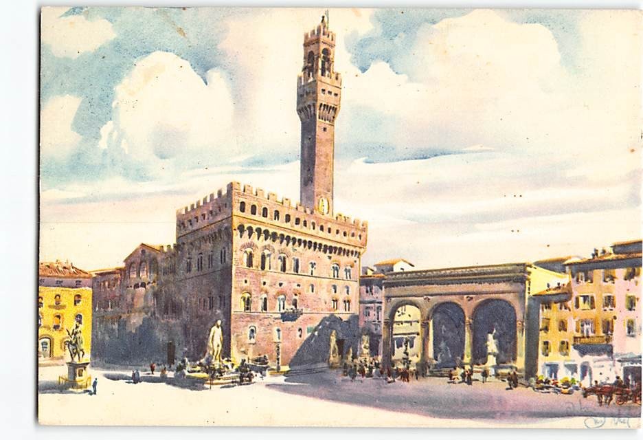 Postcard Piazza della Signoria & Old Palace Florence Italy