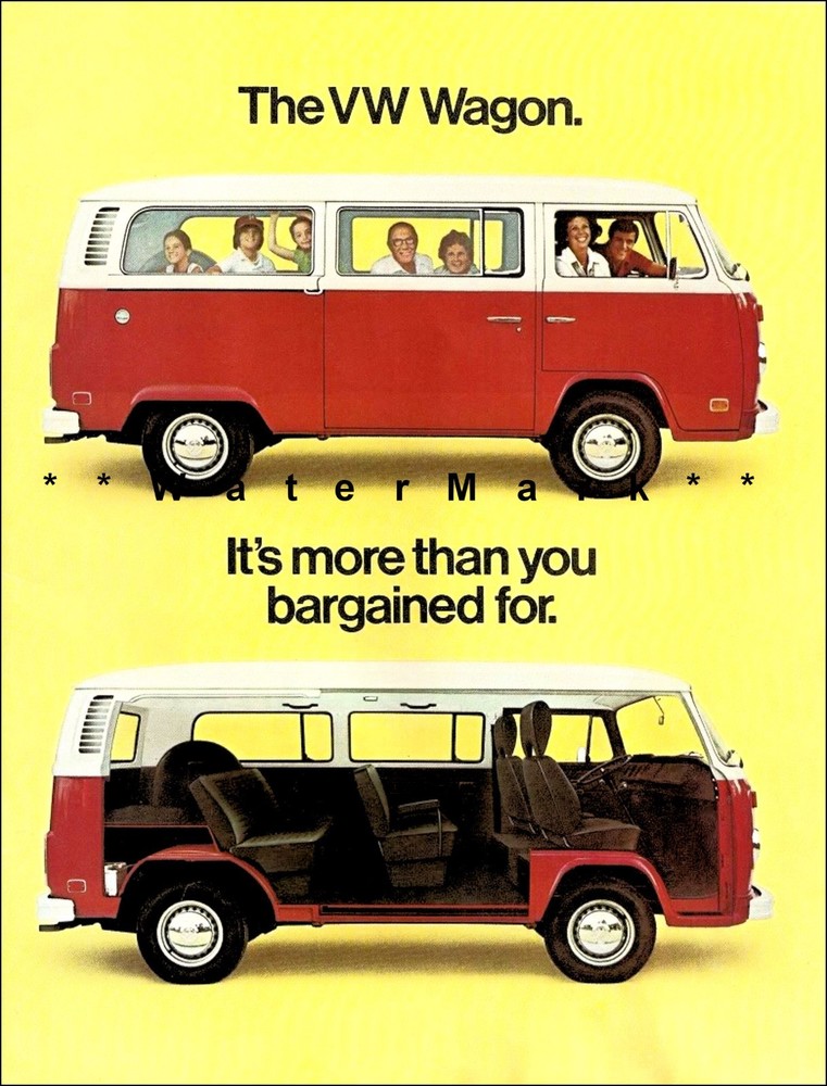 VW Wagon 1977 Classic German Camper Vintage Poster Print Volkswagen Car Van