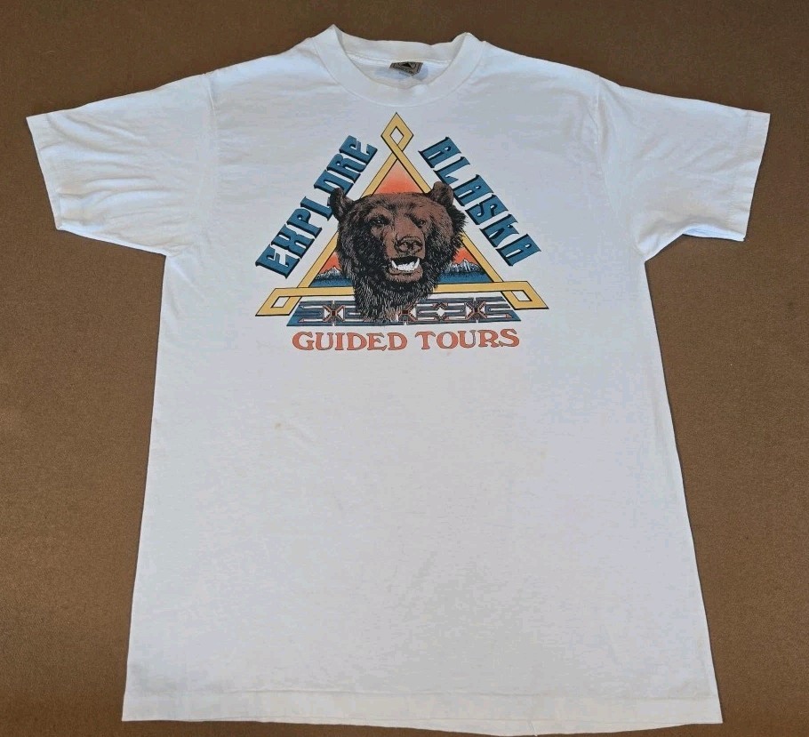 Vintage 90s Alaska Guided Tours Bear  Wildlife Graphic T-Shirt USA Made - Large