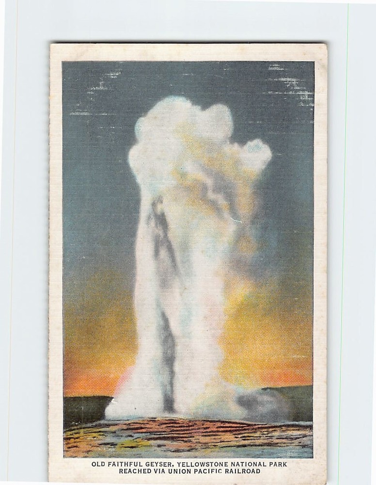 Postcard Old Faithful Geyser Yellowstone National Park Wyoming USA