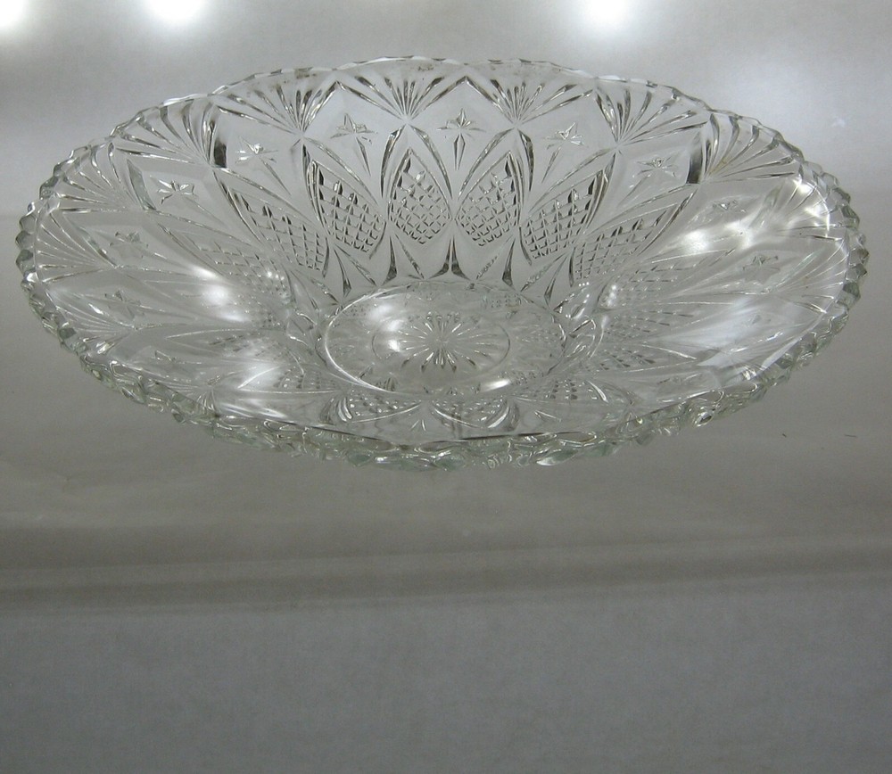 Vintage Pressed Glass Centerpiece Shallow Bowl 13